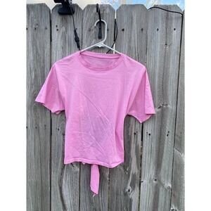 A New Day Pink Open Back Tie Hem Short Sleeve T-Shirt Size XS